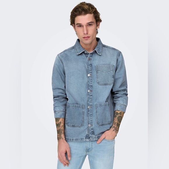 Only & Sons Saka Denim Shacket XXL - Picture 1 of 14